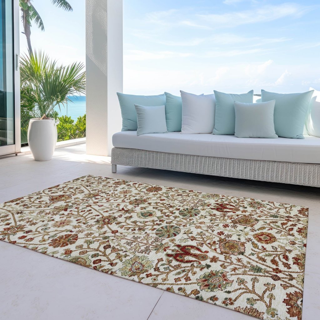 LOOMLAN Rugs Muse Ivory Washable Indoor-Outdoor Rug