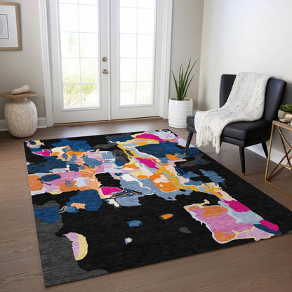 LOOMLAN Rugs Mysa Black Washable Indoor-Outdoor Rug