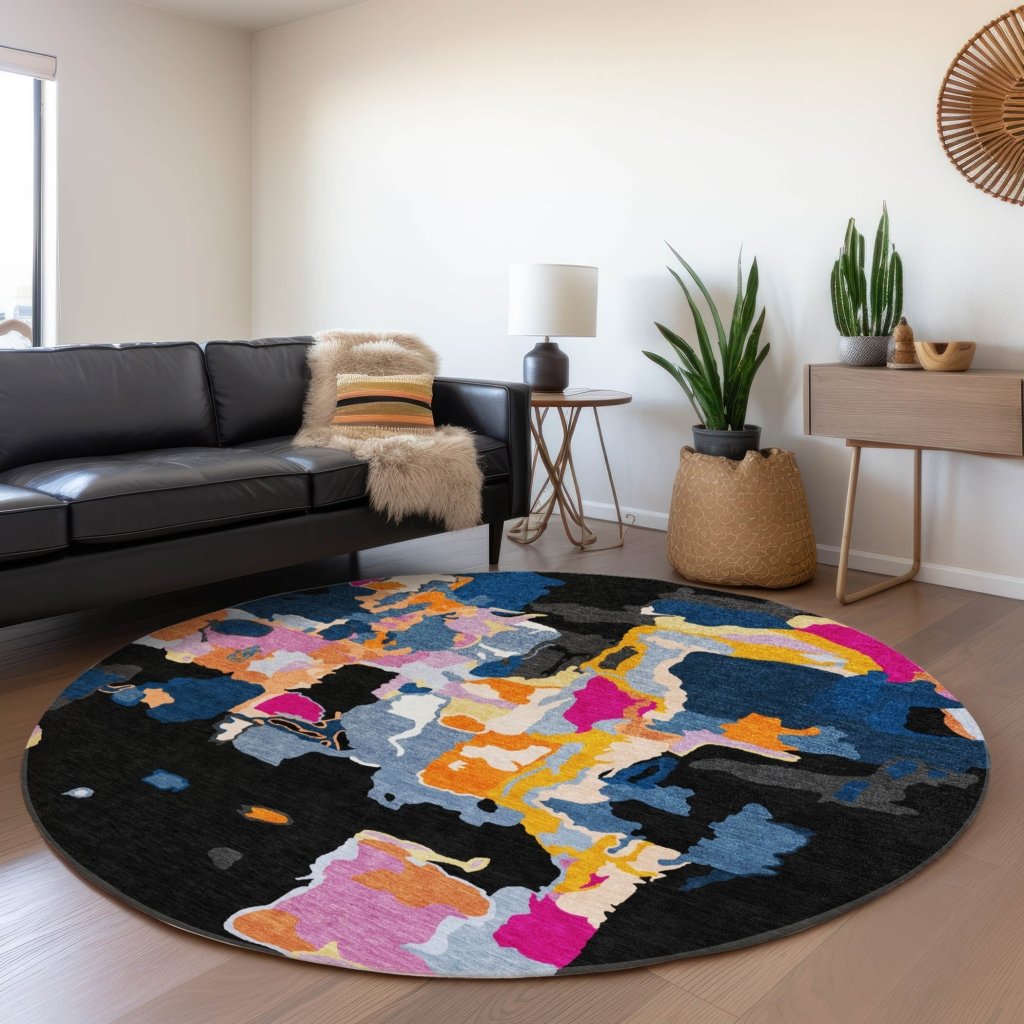 LOOMLAN Rugs Mysa Black Washable Indoor-Outdoor Rug