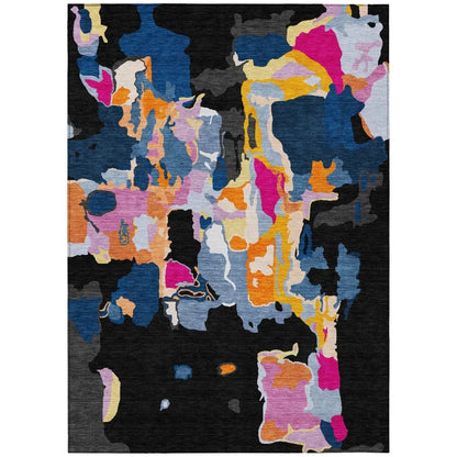 LOOMLAN Rugs Mysa Black Washable Indoor-Outdoor Rug