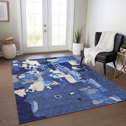LOOMLAN Rugs Mysa Blue Washable Indoor-Outdoor Rug