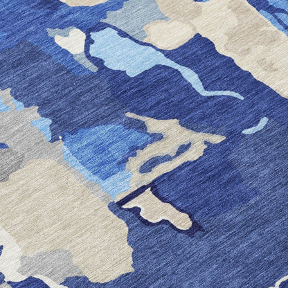 LOOMLAN Rugs Mysa Blue Washable Indoor-Outdoor Rug