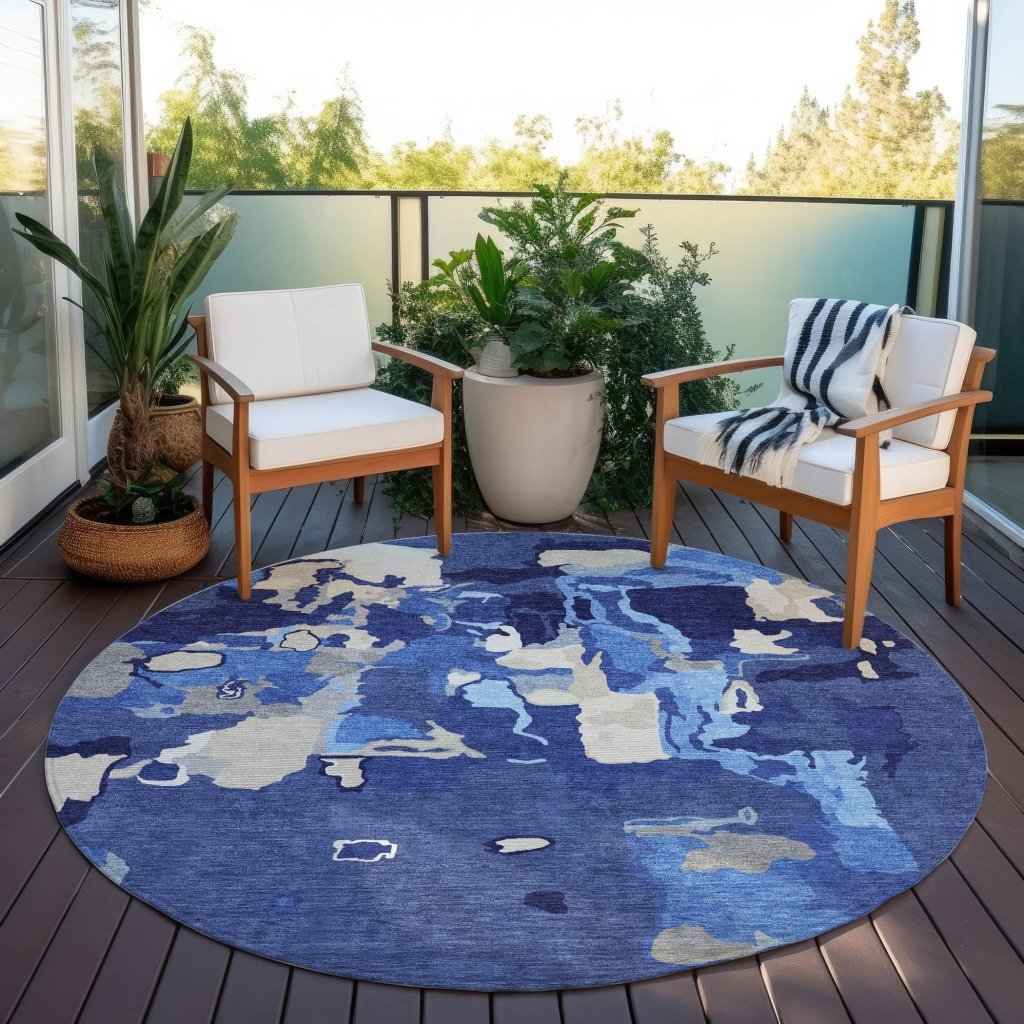 LOOMLAN Rugs Mysa Blue Washable Indoor-Outdoor Rug