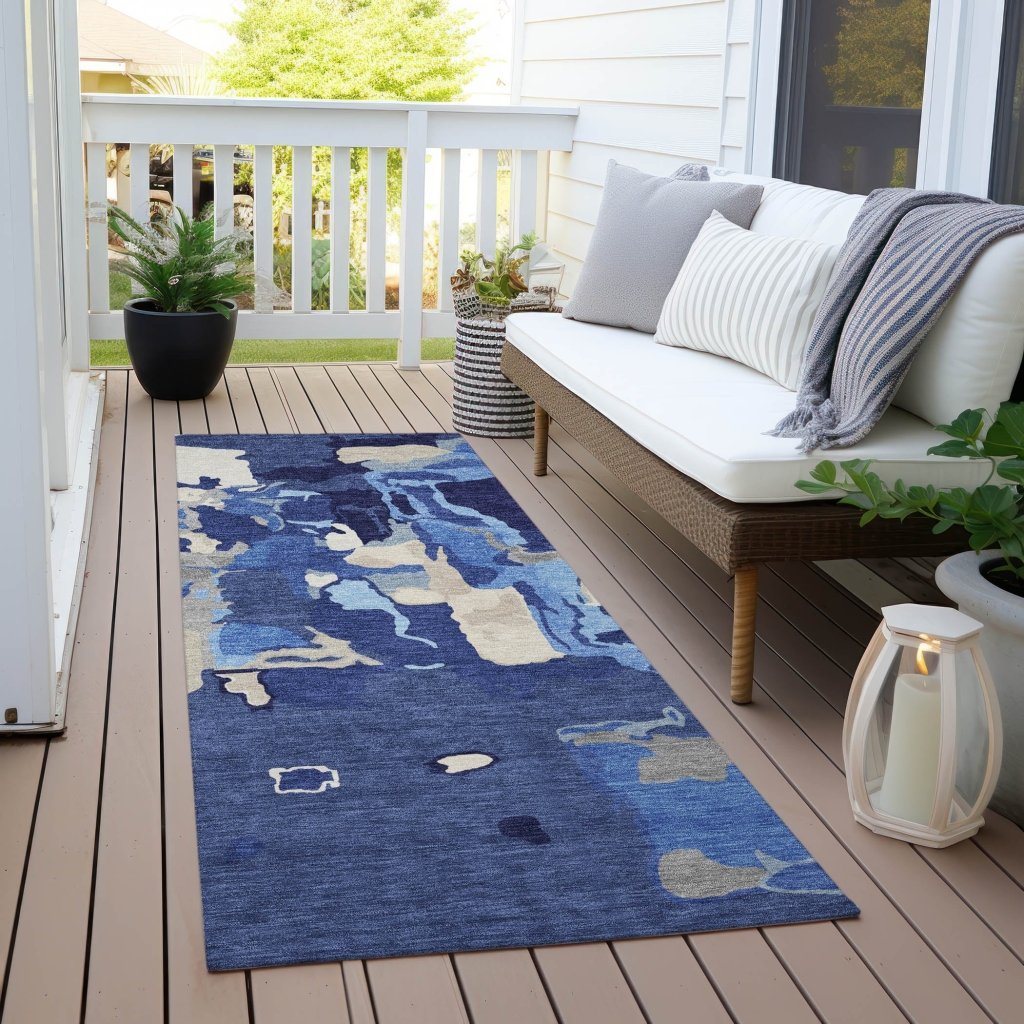 LOOMLAN Rugs Mysa Blue Washable Indoor-Outdoor Rug