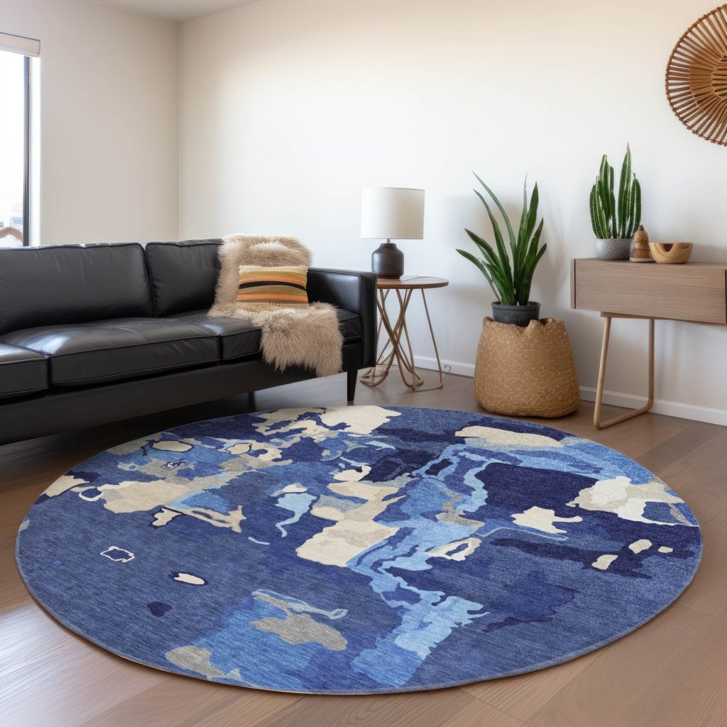 LOOMLAN Rugs Mysa Blue Washable Indoor-Outdoor Rug