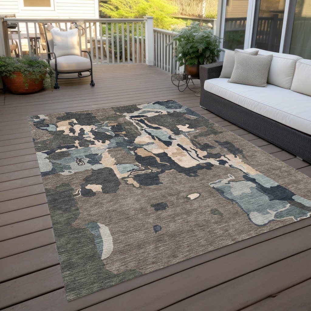 LOOMLAN Rugs Mysa Brown Washable Indoor-Outdoor Rug