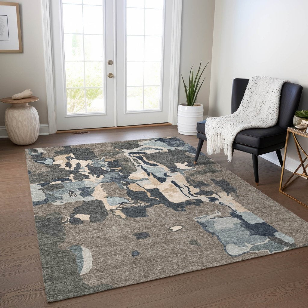 LOOMLAN Rugs Mysa Brown Washable Indoor-Outdoor Rug