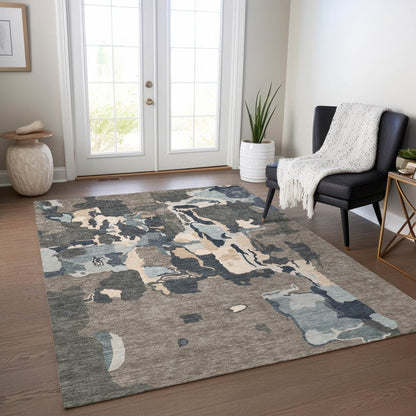 LOOMLAN Rugs Mysa Brown Washable Indoor-Outdoor Rug