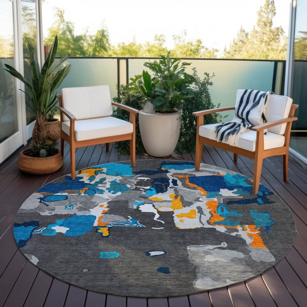 LOOMLAN Rugs Mysa Charcoal Washable Indoor-Outdoor Rug