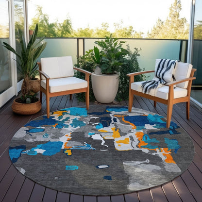 LOOMLAN Rugs Mysa Charcoal Washable Indoor-Outdoor Rug