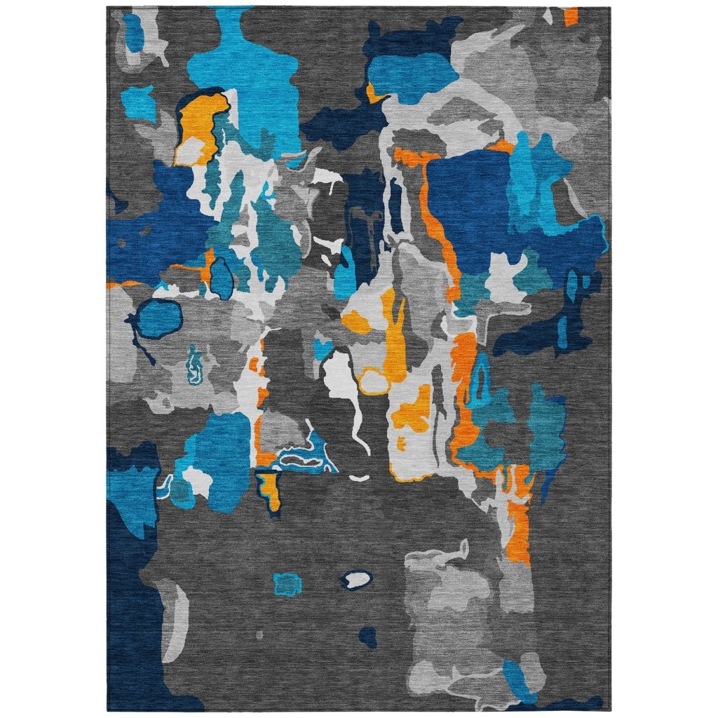 LOOMLAN Rugs Mysa Charcoal Washable Indoor-Outdoor Rug