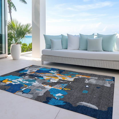 LOOMLAN Rugs Mysa Charcoal Washable Indoor-Outdoor Rug