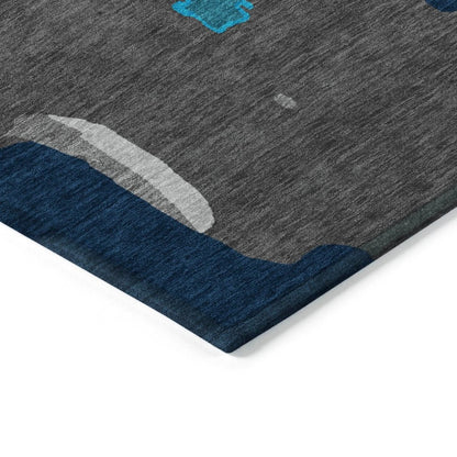 LOOMLAN Rugs Mysa Charcoal Washable Indoor-Outdoor Rug