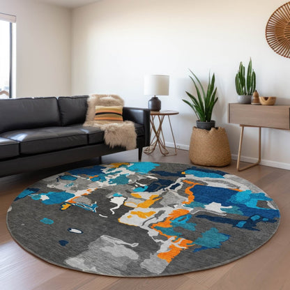 LOOMLAN Rugs Mysa Charcoal Washable Indoor-Outdoor Rug