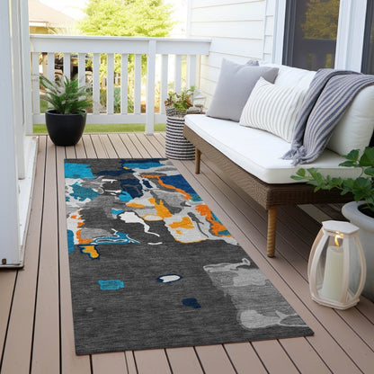 LOOMLAN Rugs Mysa Charcoal Washable Indoor-Outdoor Rug