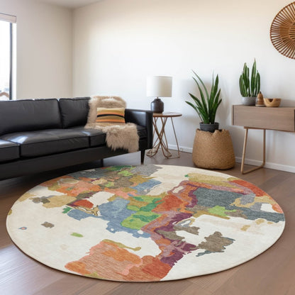 LOOMLAN Rugs Mysa Ivory Washable Indoor-Outdoor Rug