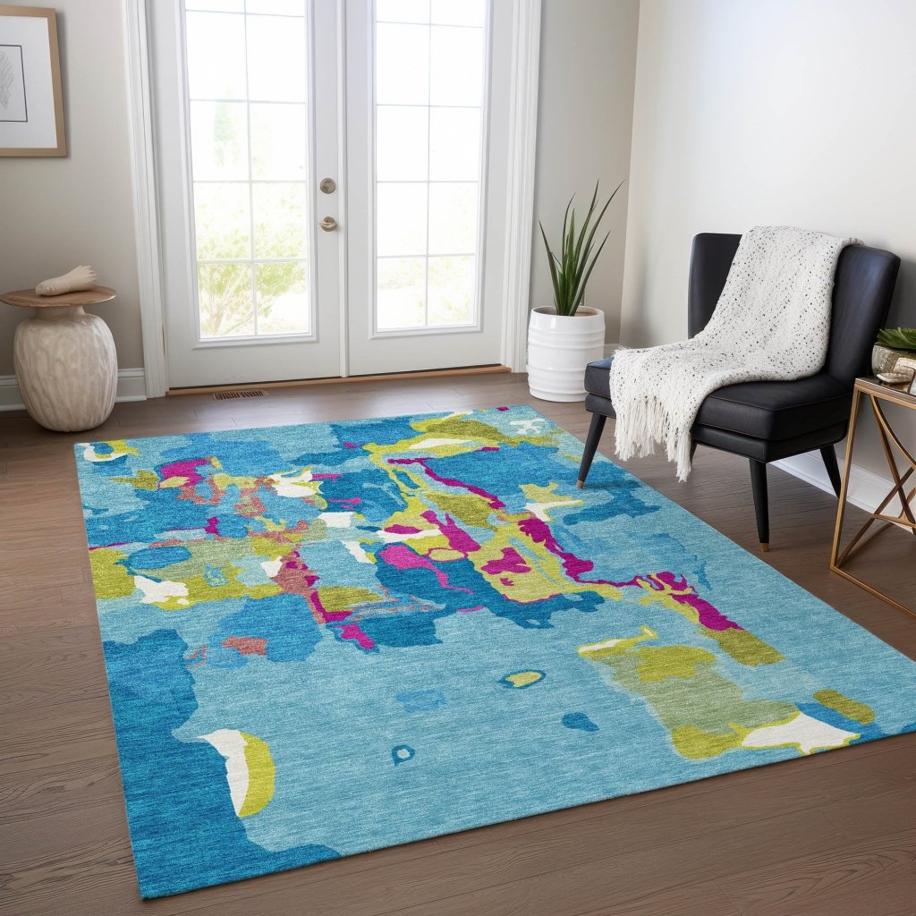 LOOMLAN Rugs Mysa Teal Washable Indoor-Outdoor Rug