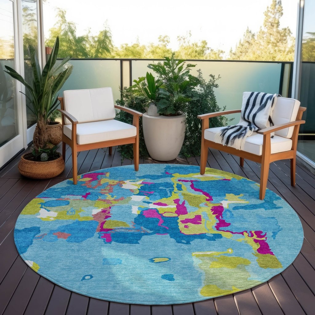 LOOMLAN Rugs Mysa Teal Washable Indoor-Outdoor Rug