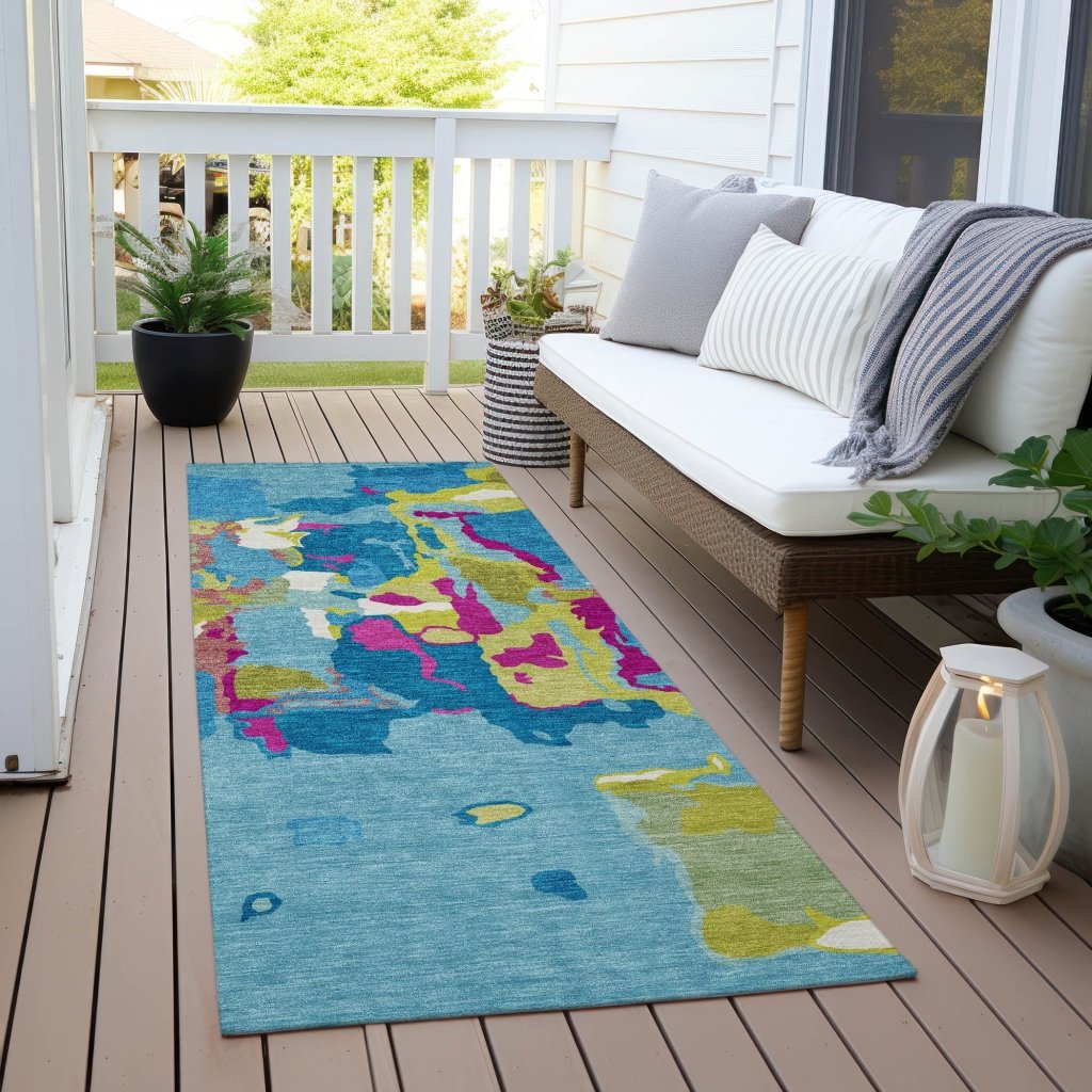 LOOMLAN Rugs Mysa Teal Washable Indoor-Outdoor Rug