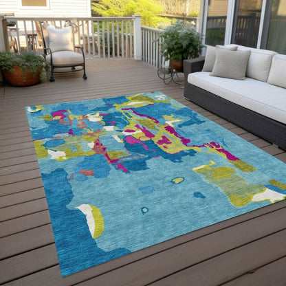 LOOMLAN Rugs Mysa Teal Washable Indoor-Outdoor Rug