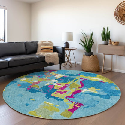 LOOMLAN Rugs Mysa Teal Washable Indoor-Outdoor Rug
