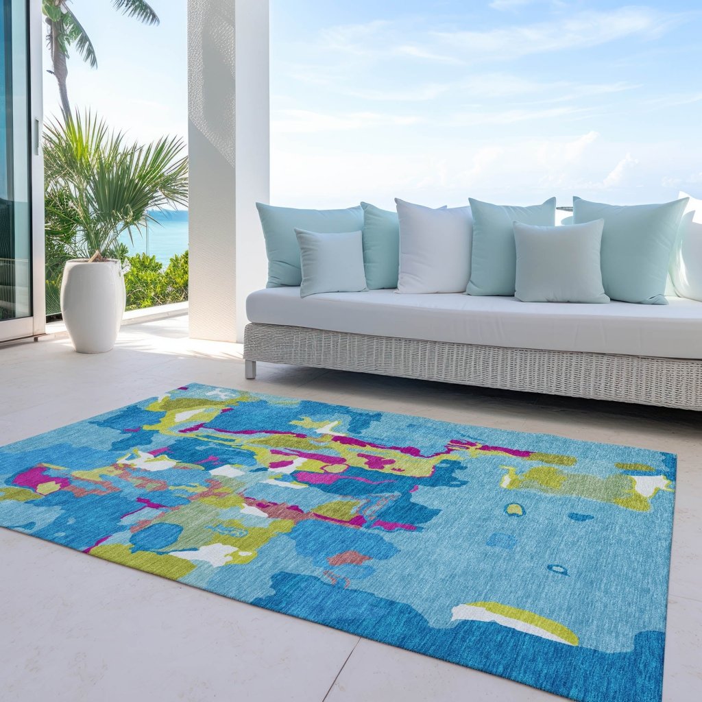 LOOMLAN Rugs Mysa Teal Washable Indoor-Outdoor Rug