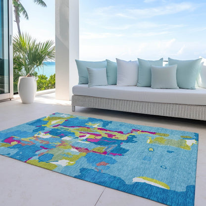 LOOMLAN Rugs Mysa Teal Washable Indoor-Outdoor Rug