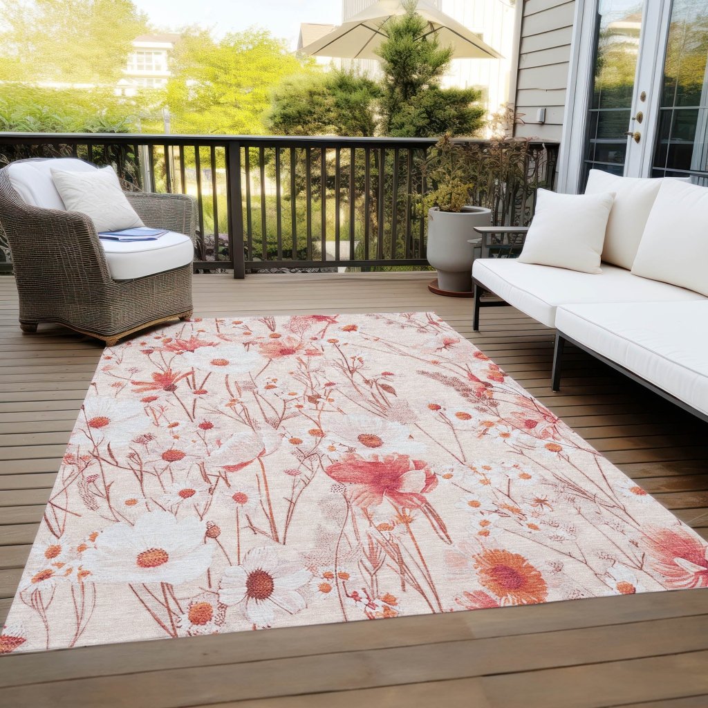 LOOMLAN Rugs Nafeza Orange Washable Indoor-Outdoor Rug
