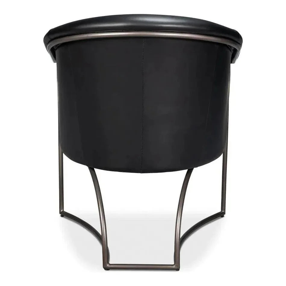 Nagel Distilled Leather & Iron Black Arm Chair - LOOMLAN - Sarreid - Accent Chairs