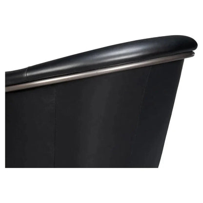 Nagel Distilled Leather & Iron Black Arm Chair - LOOMLAN - Sarreid - Accent Chairs