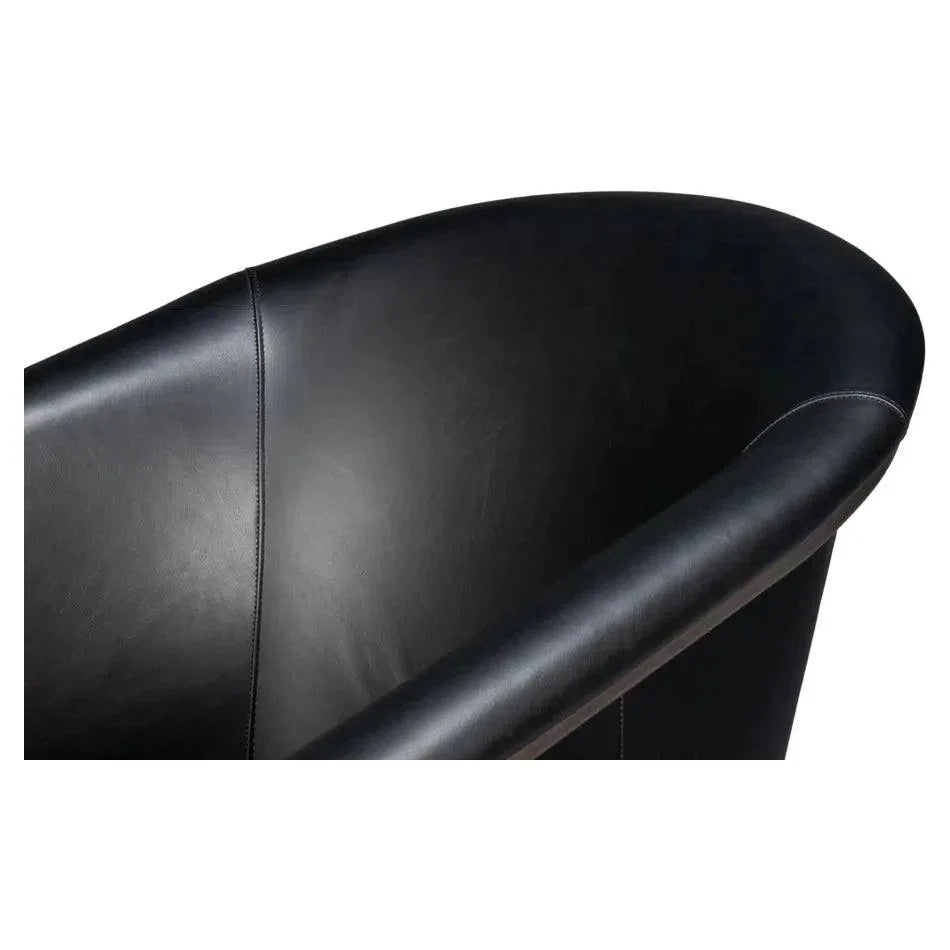 Nagel Distilled Leather & Iron Black Arm Chair - LOOMLAN - Sarreid - Accent Chairs
