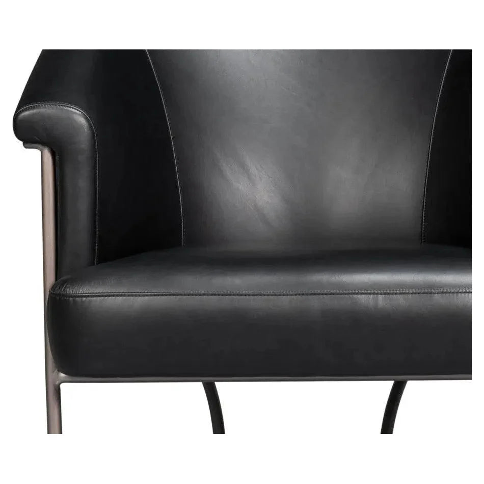 Nagel Distilled Leather & Iron Black Arm Chair - LOOMLAN - Sarreid - Accent Chairs