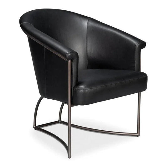 Sarreid Nagel Distilled Leather & Iron Black Arm Chair