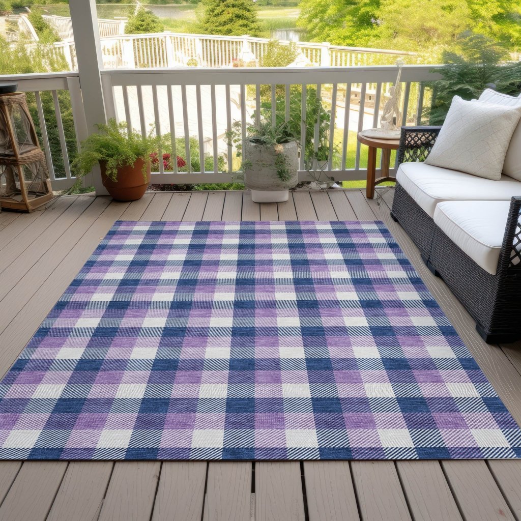 LOOMLAN Rugs Nahlia Navy Washable Indoor-Outdoor Rug