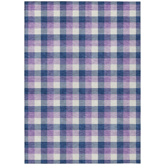 LOOMLAN Rugs Nahlia Navy Washable Indoor-Outdoor Rug