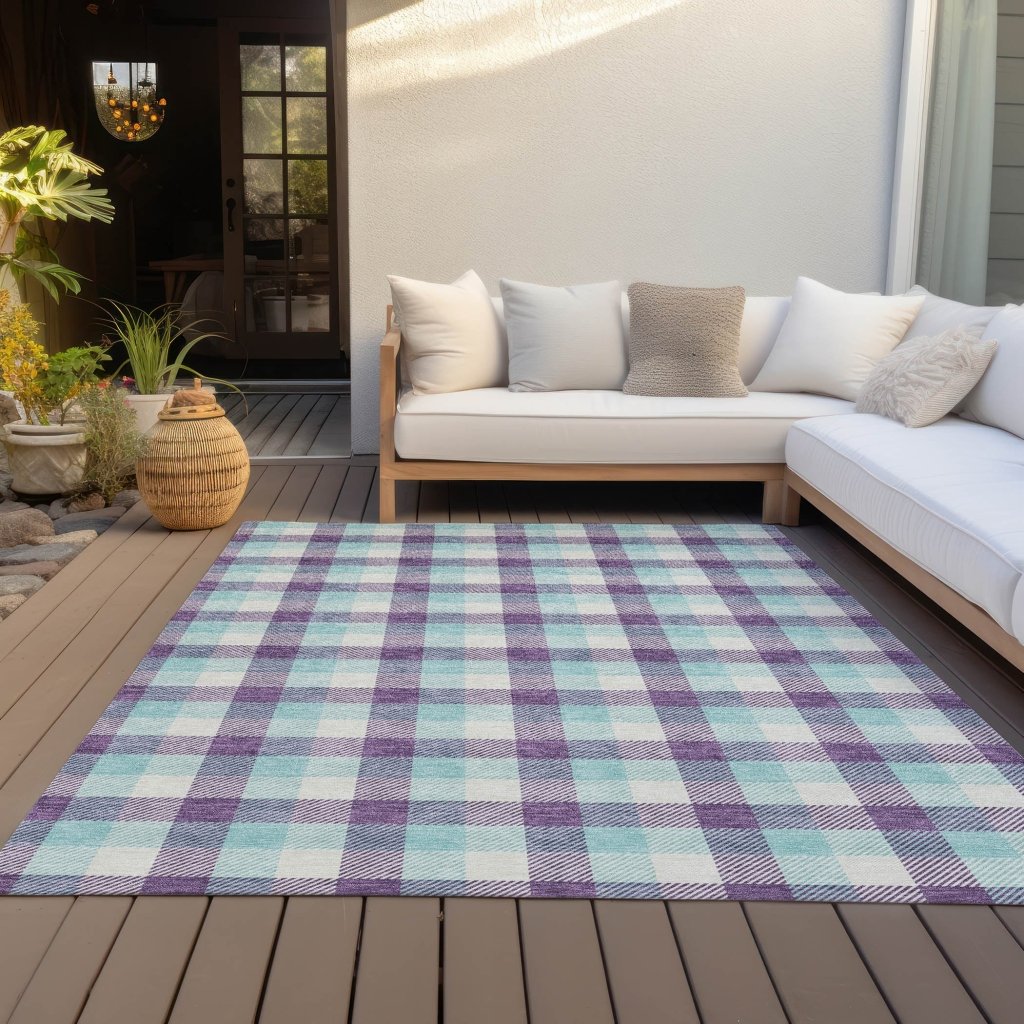 LOOMLAN Rugs Nahlia Purple Washable Indoor-Outdoor Rug