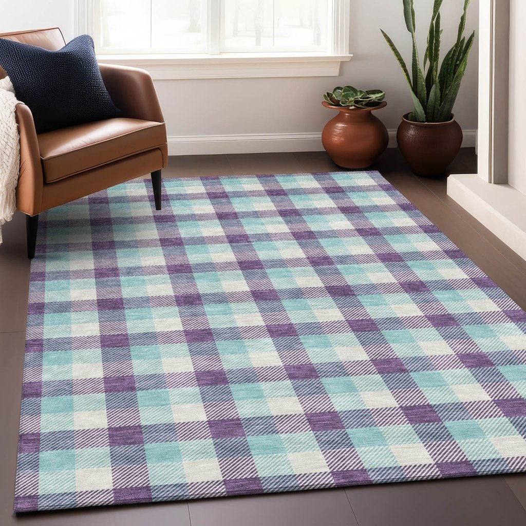 LOOMLAN Rugs Nahlia Purple Washable Indoor-Outdoor Rug
