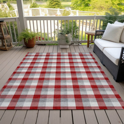 LOOMLAN Rugs Nahlia Red Washable Indoor-Outdoor Rug