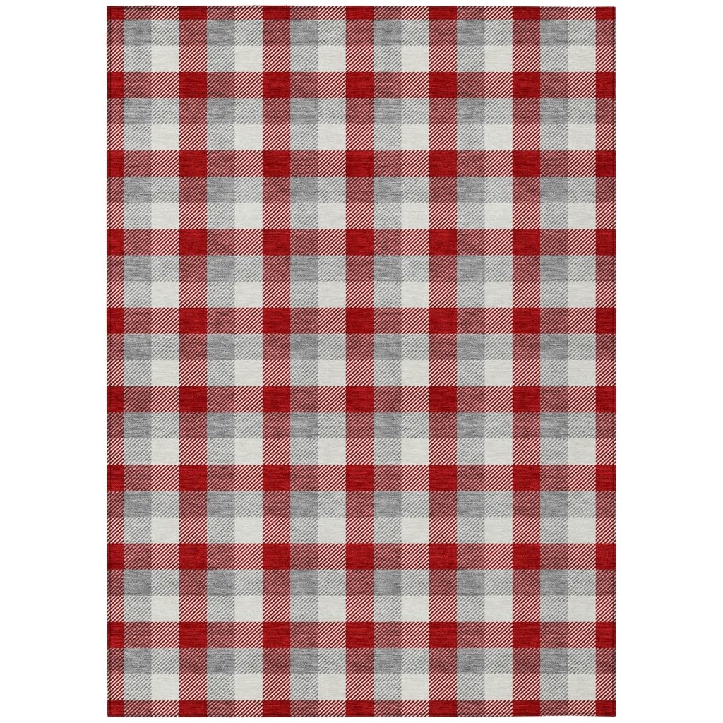 LOOMLAN Rugs Nahlia Red Washable Indoor-Outdoor Rug