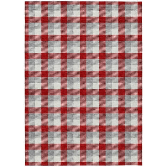 LOOMLAN Rugs Nahlia Red Washable Indoor-Outdoor Rug