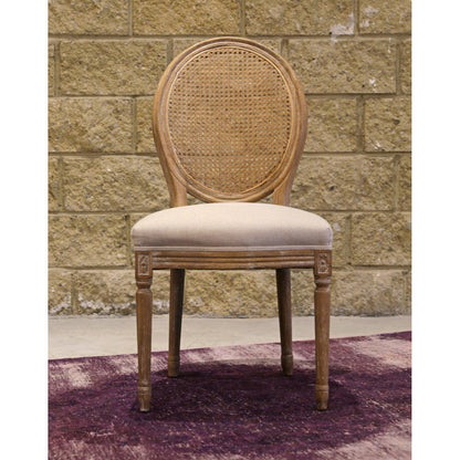 Napoleon Dining Chair with Cane Back- Antique Linen 2PC Set Armless - Sideboards and Things Accents_Natural, Back Type_With Back, Brand_LH Imports, Color_Beige, Finish_Antiqued, Legs Material_Wood, Number of Pieces_2PC Set, Product Type_Dining Height, Shape_Armless, Upholstery Type_Fabric Blend, Wood Species_Cane, Wood Species_Oak