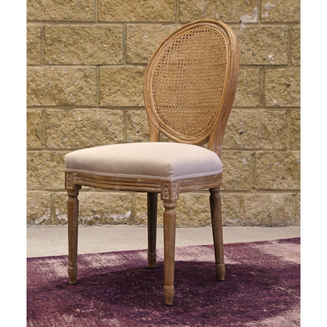 Napoleon Dining Chair with Cane Back- Antique Linen 2PC Set Armless - Sideboards and Things Accents_Natural, Back Type_With Back, Brand_LH Imports, Color_Beige, Finish_Antiqued, Legs Material_Wood, Number of Pieces_2PC Set, Product Type_Dining Height, Shape_Armless, Upholstery Type_Fabric Blend, Wood Species_Cane, Wood Species_Oak