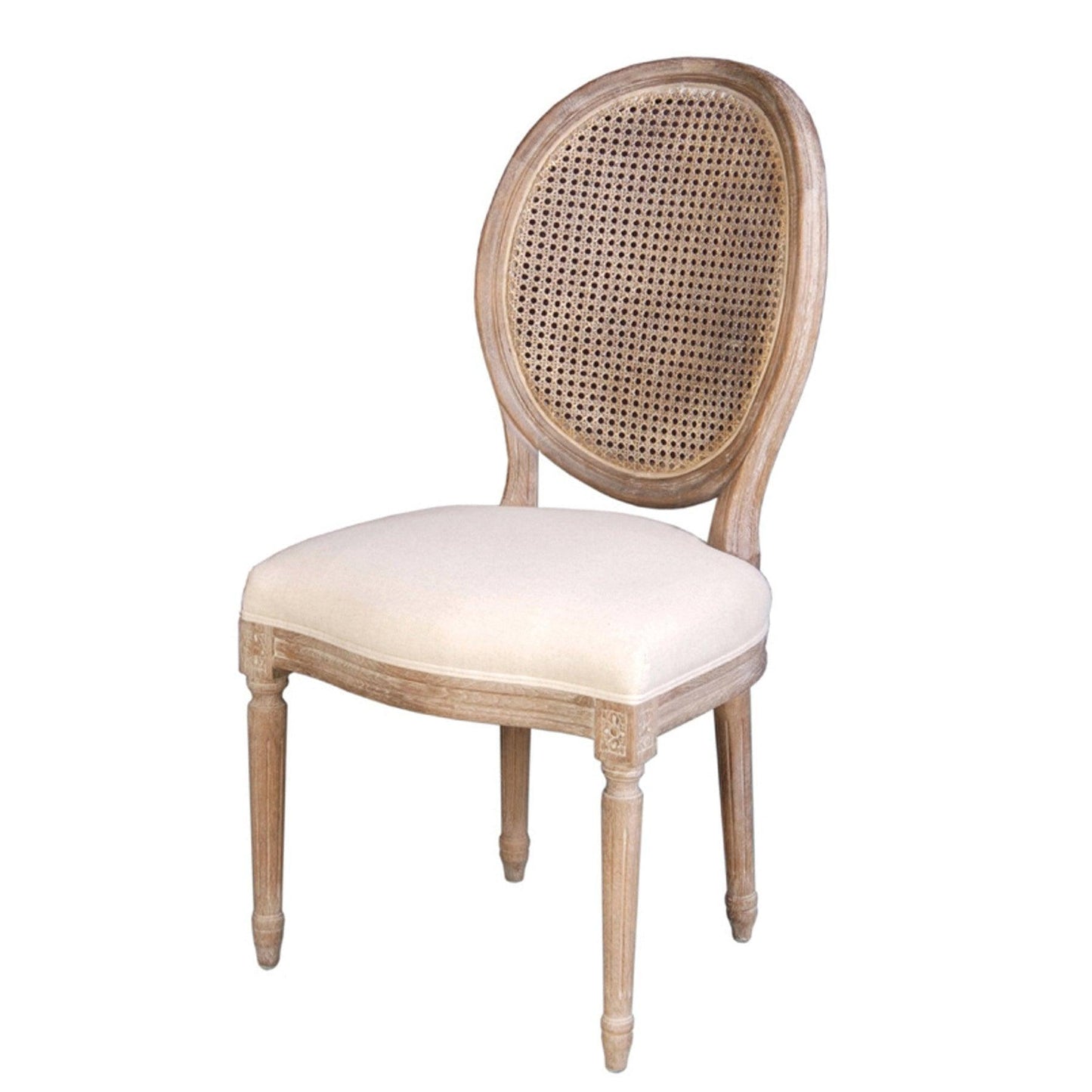 Napoleon Dining Chair with Cane Back- Antique Linen 2PC Set Armless - Sideboards and Things Accents_Natural, Back Type_With Back, Brand_LH Imports, Color_Beige, Finish_Antiqued, Legs Material_Wood, Number of Pieces_2PC Set, Product Type_Dining Height, Shape_Armless, Upholstery Type_Fabric Blend, Wood Species_Cane, Wood Species_Oak