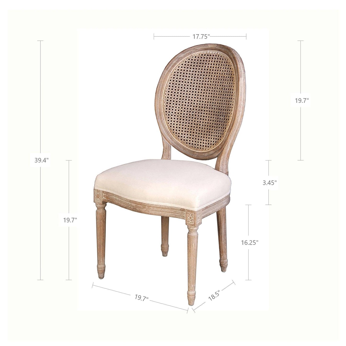 Napoleon Dining Chair with Cane Back- Antique Linen 2PC Set Armless - Sideboards and Things Accents_Natural, Back Type_With Back, Brand_LH Imports, Color_Beige, Finish_Antiqued, Legs Material_Wood, Number of Pieces_2PC Set, Product Type_Dining Height, Shape_Armless, Upholstery Type_Fabric Blend, Wood Species_Cane, Wood Species_Oak