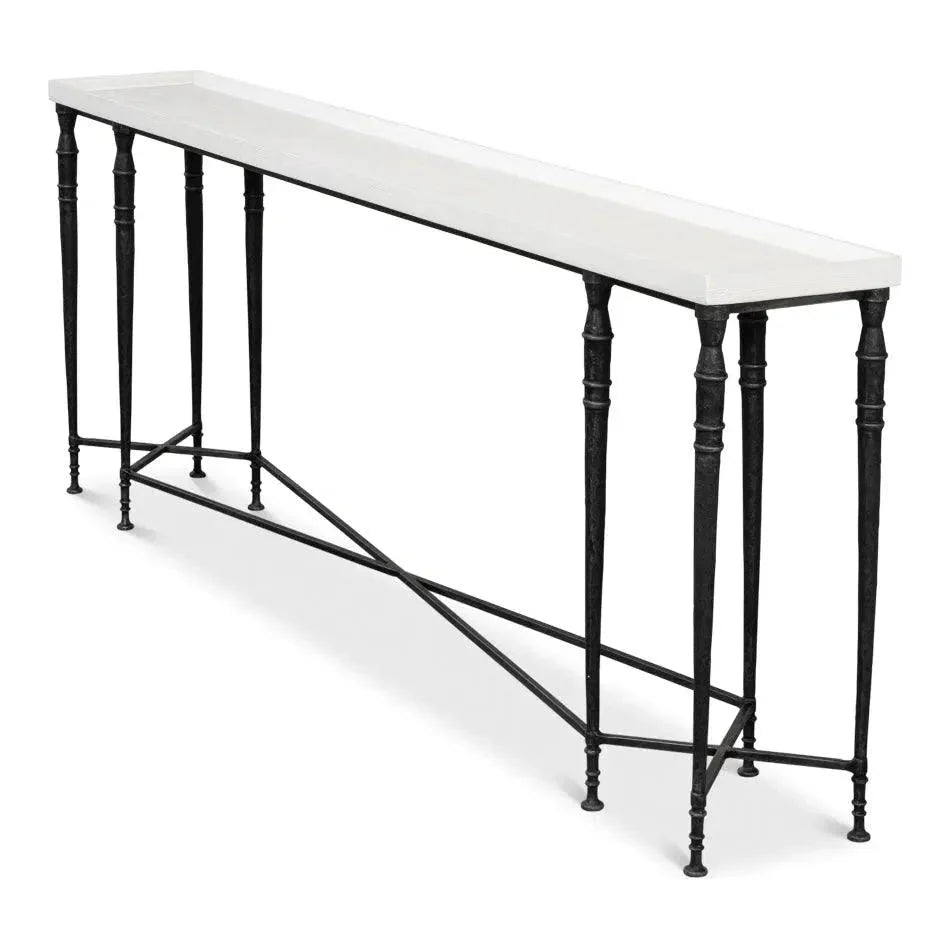 Sarreid Nathaniel Console Table Slim Two Tone Wood 80"