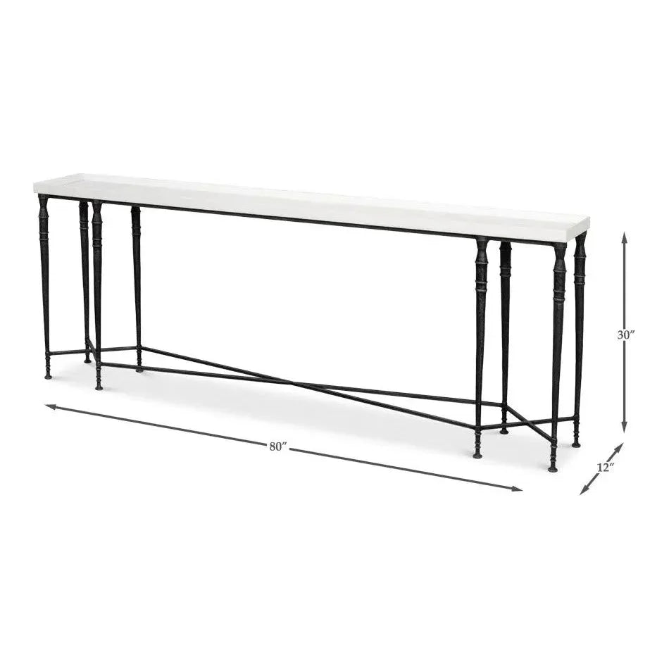 Sarreid Nathaniel Console Table Slim Two Tone Wood 80"