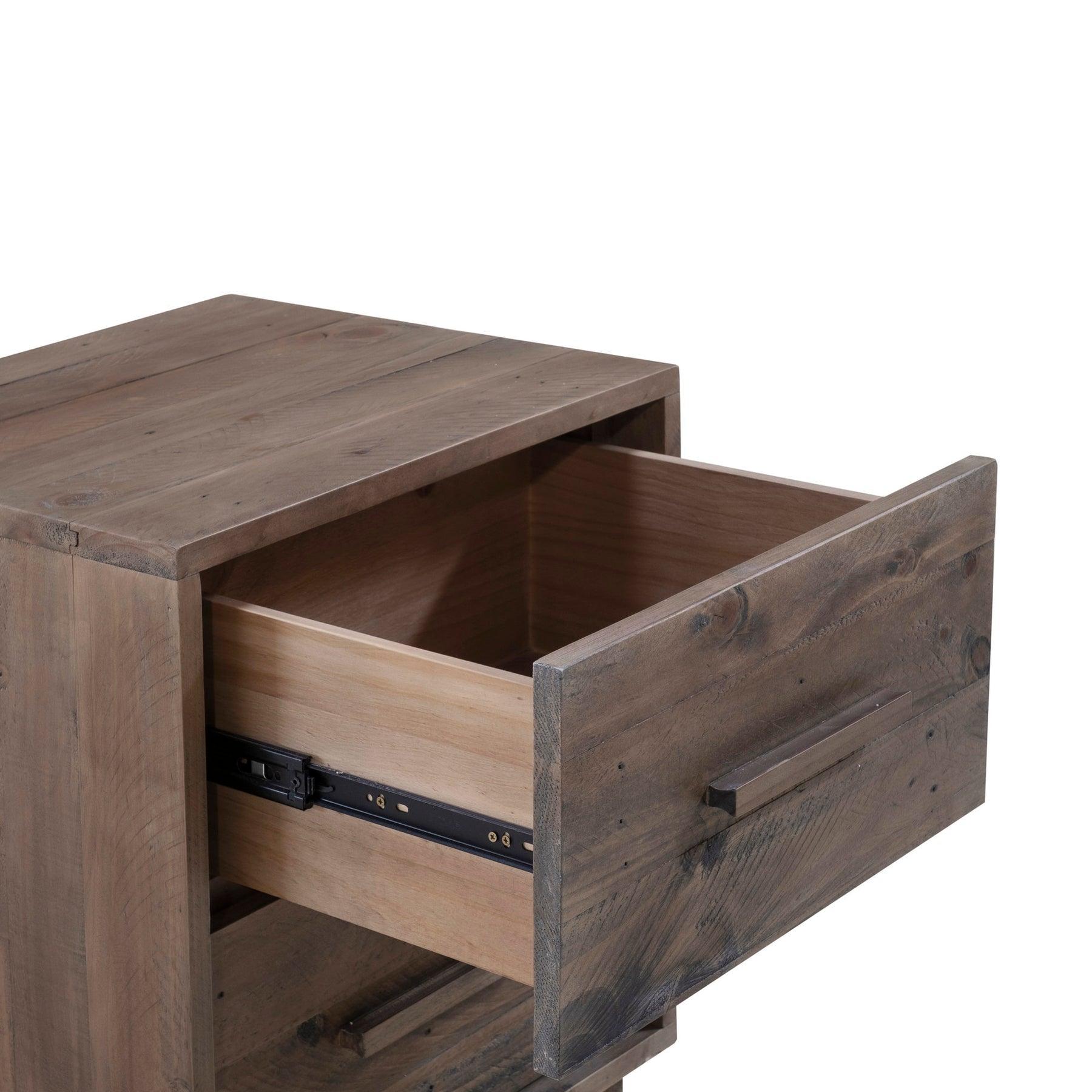 Natural Brown Reclaimed Solid Wood Frame Nevada Nightstand - Sideboards and Things Accents_Natural, Brand_LH Imports, Color_Natural, Features_Repurposed Materials, Finish_Distressed, Finish_Natural, Finish_Rustic, Materials_Reclaimed Wood, Materials_Wood, Nightstands, Wood Species_Pine