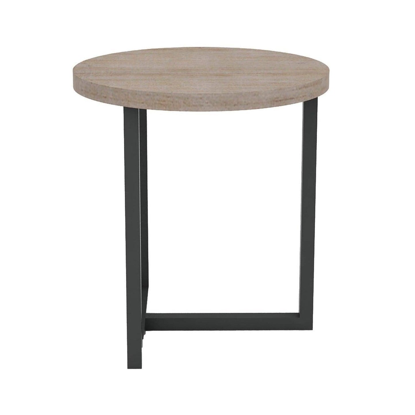 Natural Brown Round Side Table Wood Top With Metal Base - Sideboards and Things Accents_Black, Accents_Two Tone, Brand_LH Imports, Color_Multicolor, Color_Natural, Finish_Natural, Materials_Metal, Metal Type_Iron, Product Type_Side Table, Shape_Round, Table Base_Metal, Table Top_Wood, Width_10-20, Wood Species_Acacia