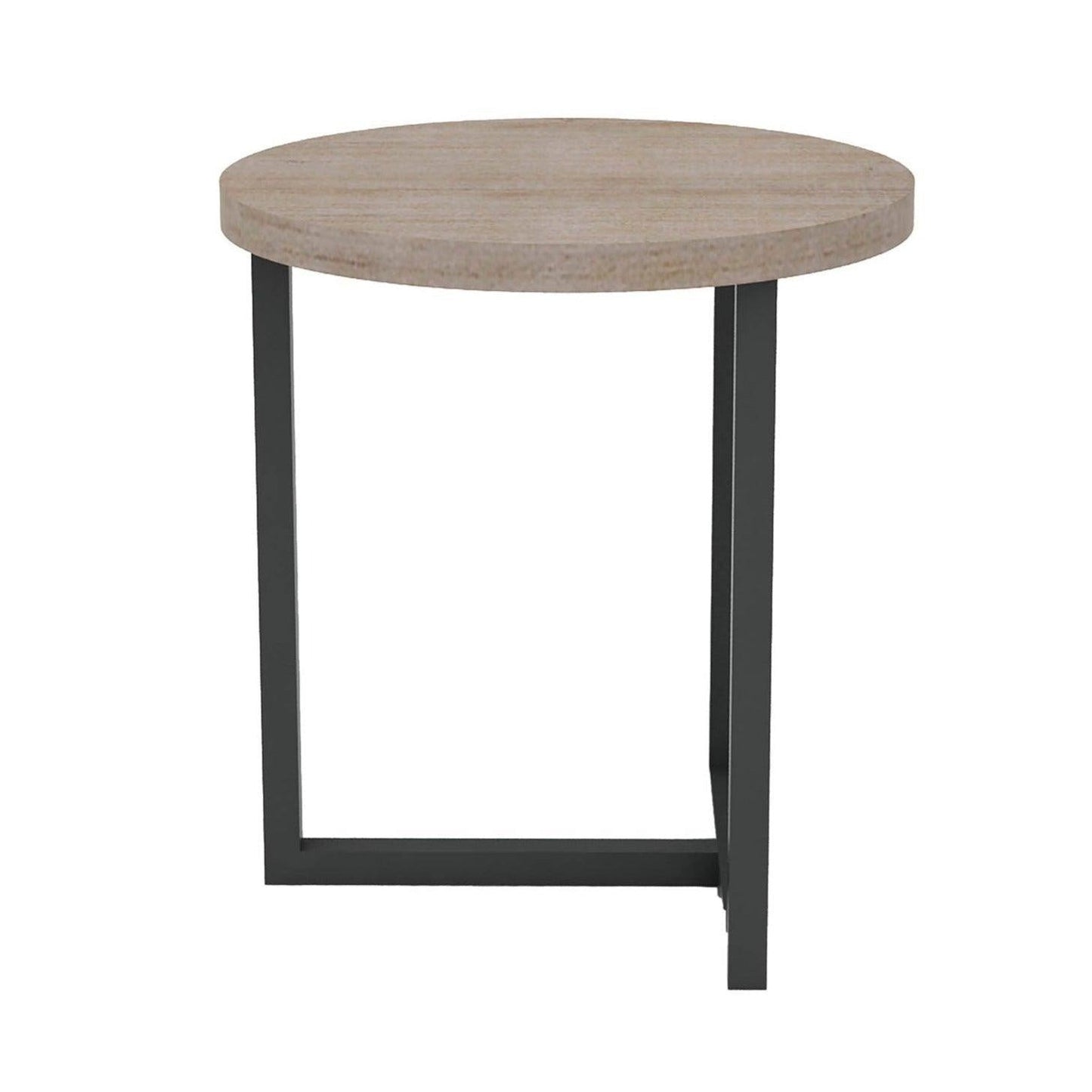 Natural Brown Round Side Table Wood Top With Metal Base - Sideboards and Things Accents_Black, Accents_Two Tone, Brand_LH Imports, Color_Multicolor, Color_Natural, Finish_Natural, Materials_Metal, Metal Type_Iron, Product Type_Side Table, Shape_Round, Table Base_Metal, Table Top_Wood, Width_10-20, Wood Species_Acacia