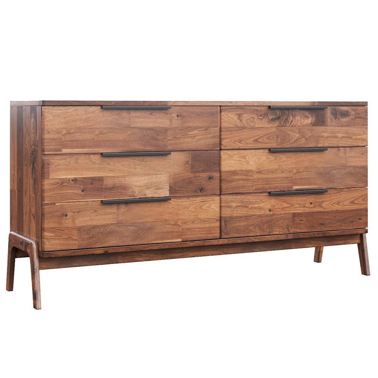 Natural Brown Solid Wood Frame Remix 6 Drawer Dresser - Sideboards and Things Accents_Natural, Brand_LH Imports, Color_Brown, Wood Species_Acacia